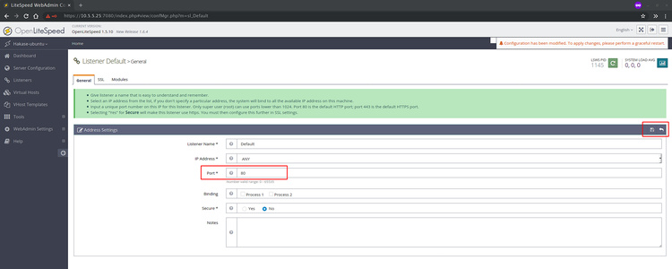 Cambiar el puerto que escucha LiteSpeed
