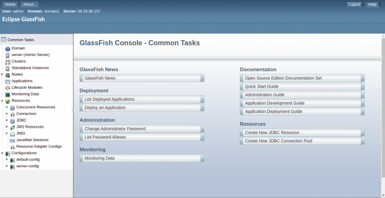 Panel de control de GlassFish