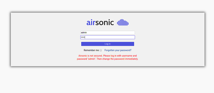 airsonic media server login