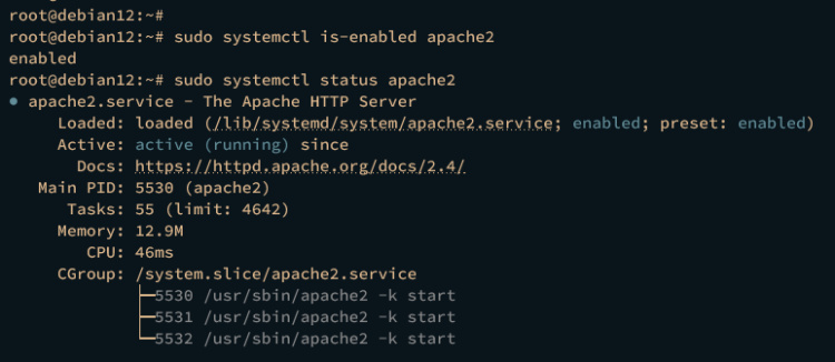 comprobando apache2