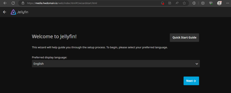 página de bienvenida