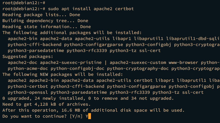 instalar apache2 certbot