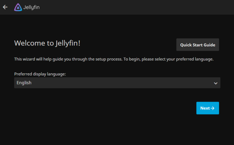 Asistente de configuración de Jellyfin