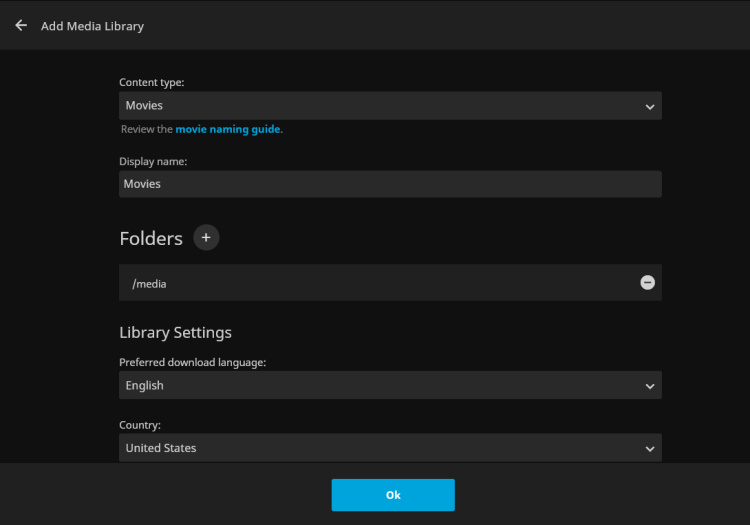 Configurar biblioteca Jellyfin