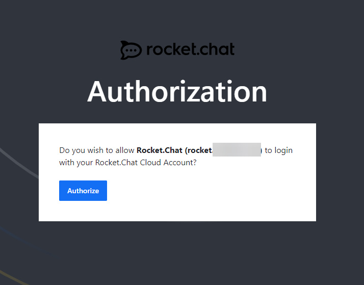 Autorización en la nube Rocket.Chat