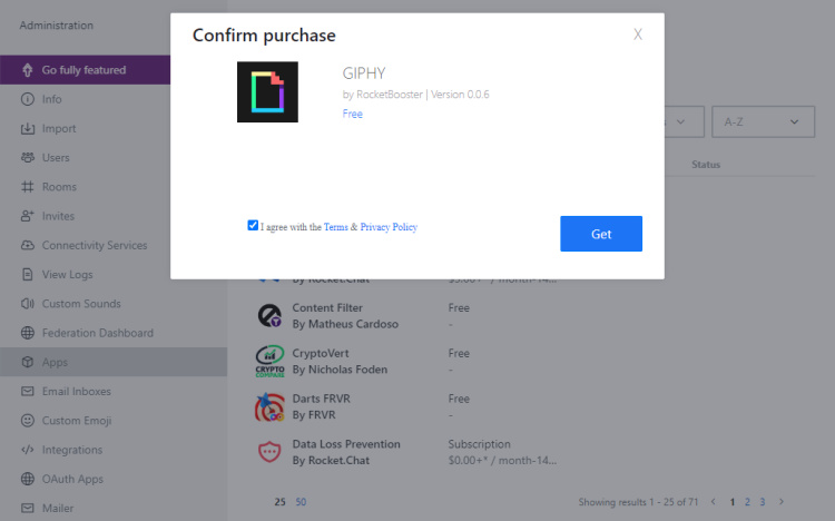 Instalación de Rocket Chat Apps