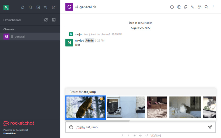 Rocket Chat GIPHY Buscar