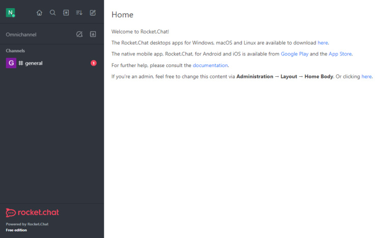 Rocket Chat Dashboard