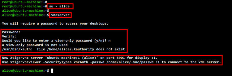 inicializar servidor vnc