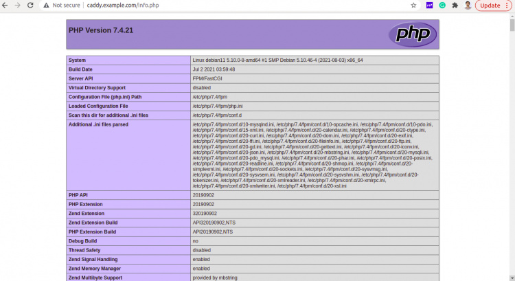 Página de información de PHP