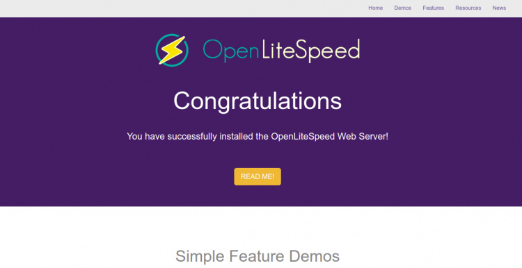 OpenLiteSpeed instalado