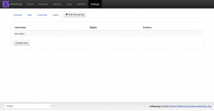 Configuración de urBackup