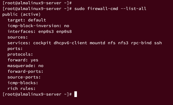 comprobar el estado de firewalld