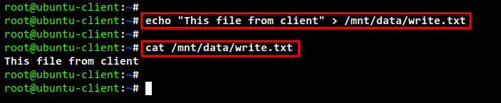 prueba de escritura del servidor nfs
