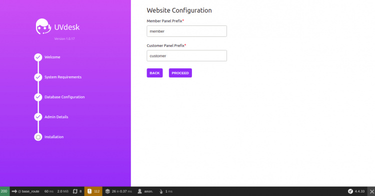 Configuración del sitio web