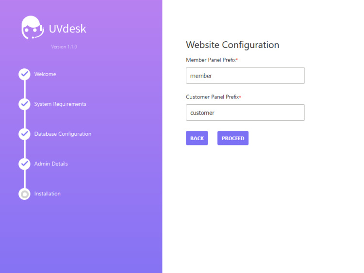 Configuración del sitio web de UVDesk