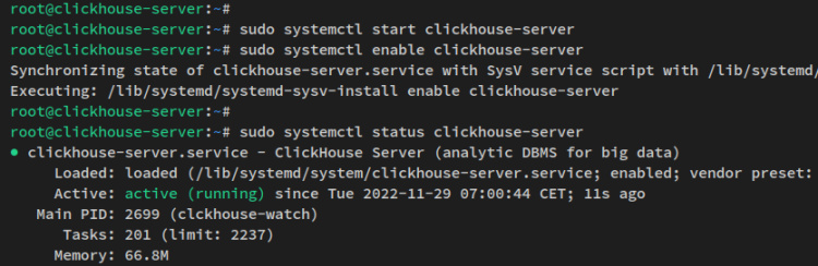 empezar a verificar ClickHouse