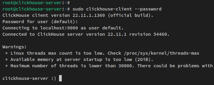 conéctate a clickhouse