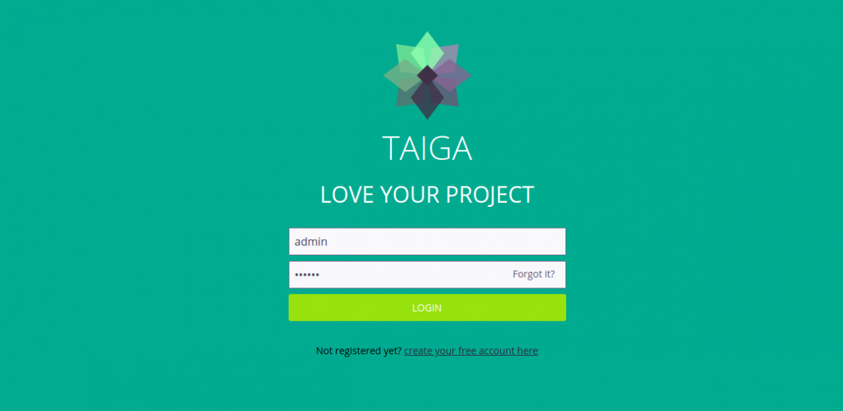 Inicio de sesión en Taiga