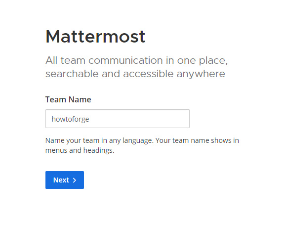 Nuevo equipo Mattermost