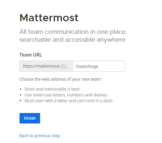 URL del equipo Mattermost