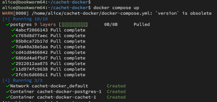 contenedor en funcionamiento