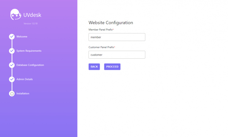 Configuración del sitio web de UVdesk