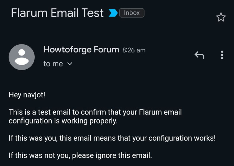 Correo de prueba Flarum