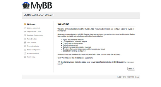 Asistente de instalación de MyBB