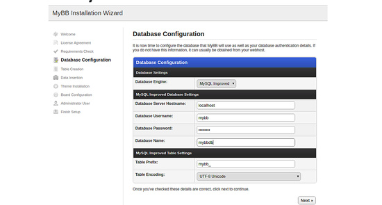 Configuración de la base de datos
