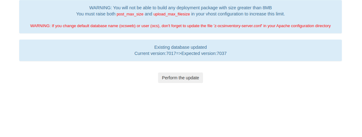 Actualización de la base de datos