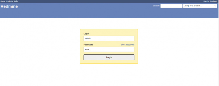 Inicio de sesión en Redmine