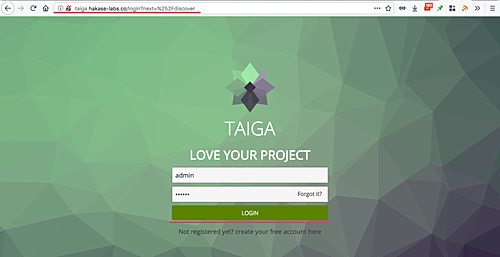 Iniciar sesión en TaigaIO
