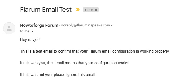 Correo de prueba Flarum