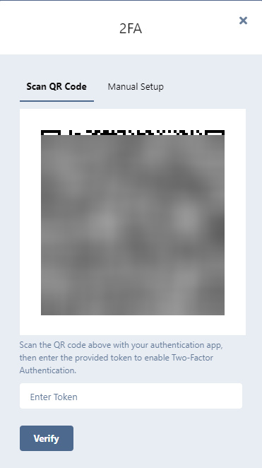 Ventana emergente de configuración 2FA de Flarum