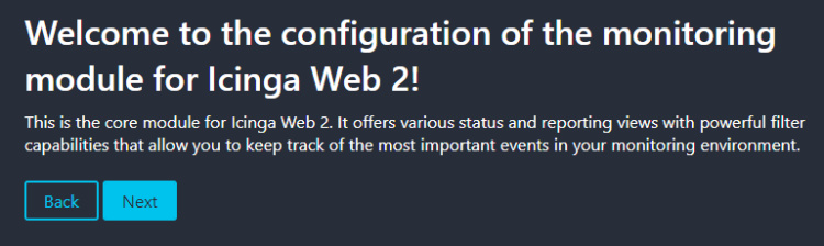 Bienvenida al Módulo de Configuración de Icinga Web 2