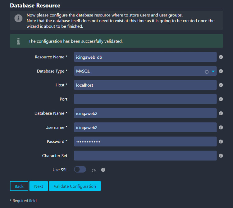 Credenciales de la Base de Datos Web Icinga