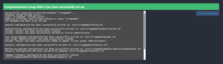 Finalizada la instalación de Icinga