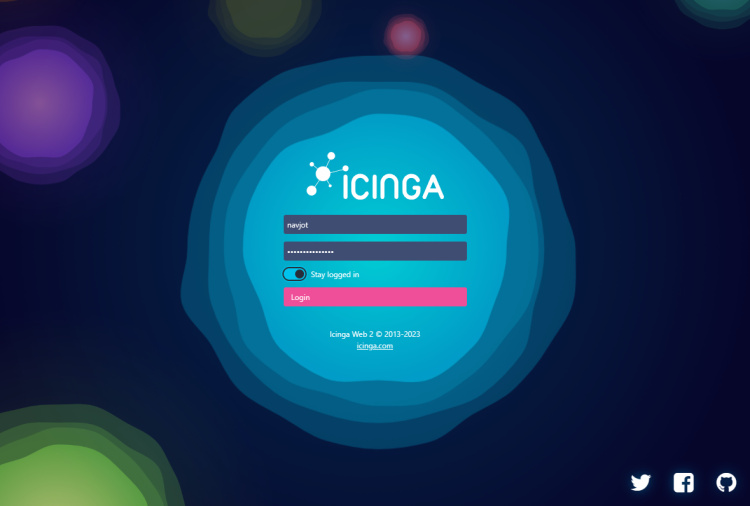 Página de inicio de sesión de Icinga Web