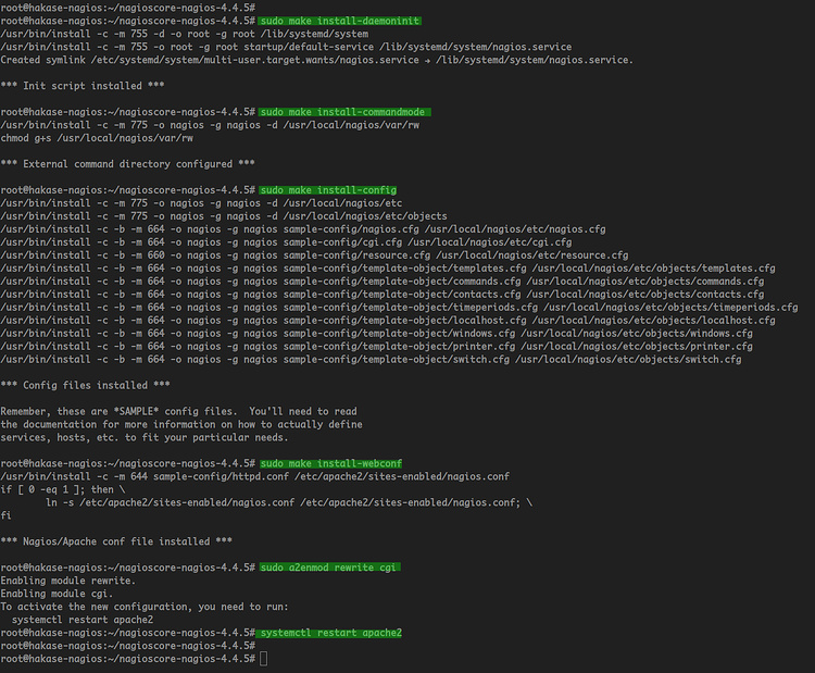 Instalar la configuración de Nagios