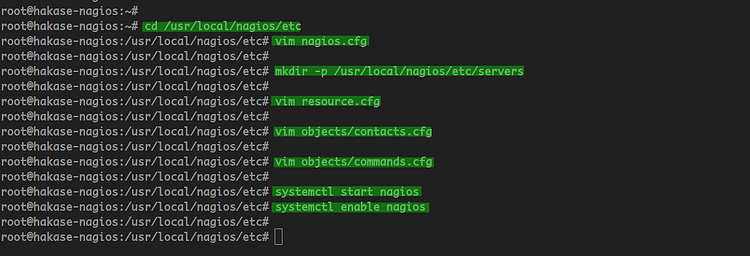 Configura nagios, luego reinícialo para aplicar los cambios