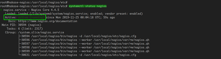 Comprueba el estado de nagios