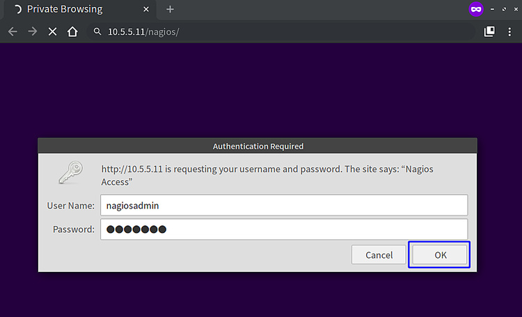 Inicio de sesión en Nagios
