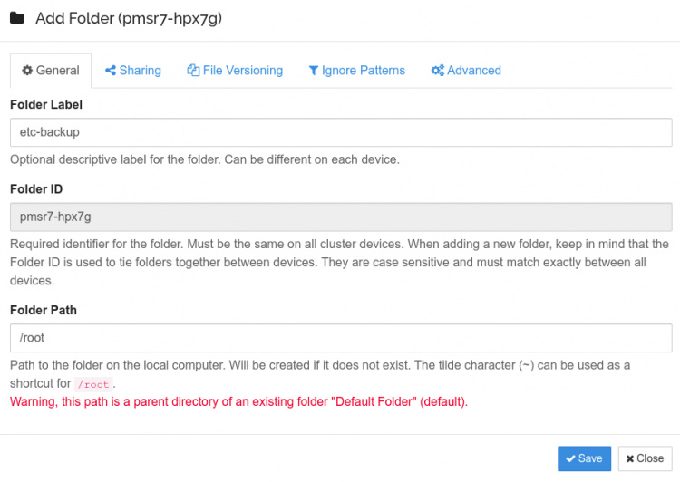 Etiqueta de la carpeta