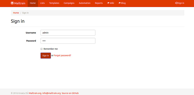Iniciar sesión - mailtrain