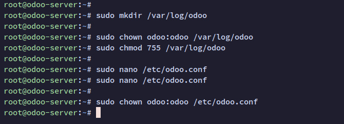 crear configuración odoo
