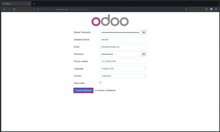 Configuración de Odoo por primera vez