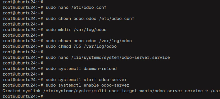configurar servicio odoo