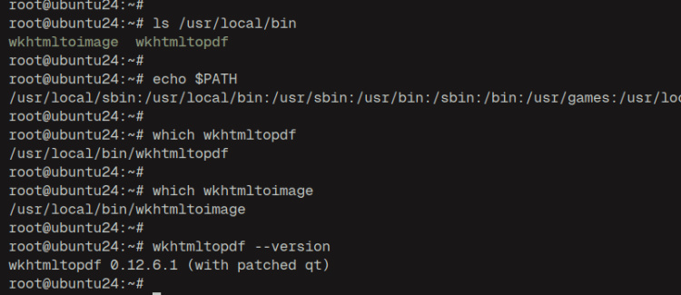 comprobar wkhtmltopdf