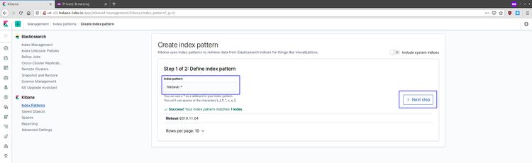 Crear un patrón de índice Filebeat